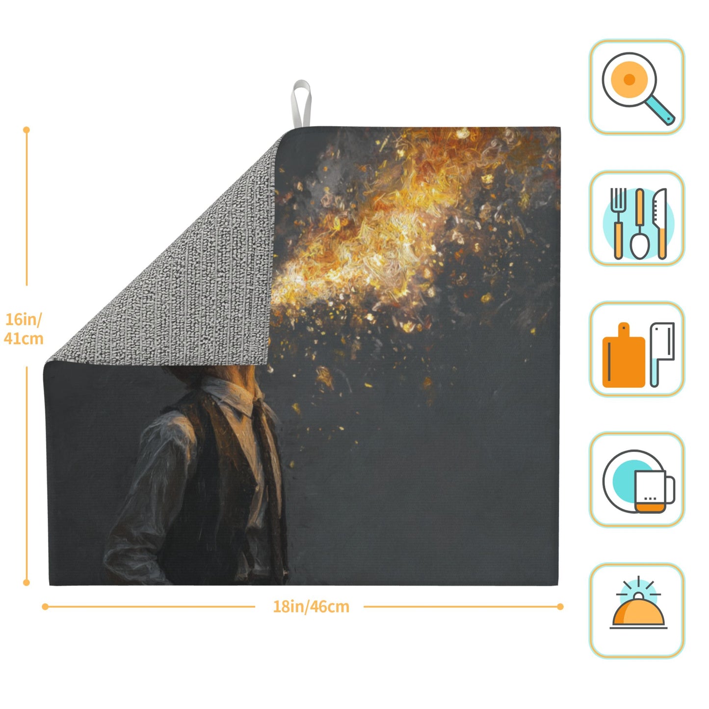 2-pack  Water-Absorbent Kitchen Drying Mat – Anti-Slip Microfiber Dish Mat for Countertops – Fast Drying & Foldable – Artistic Design – 18x16 Inches