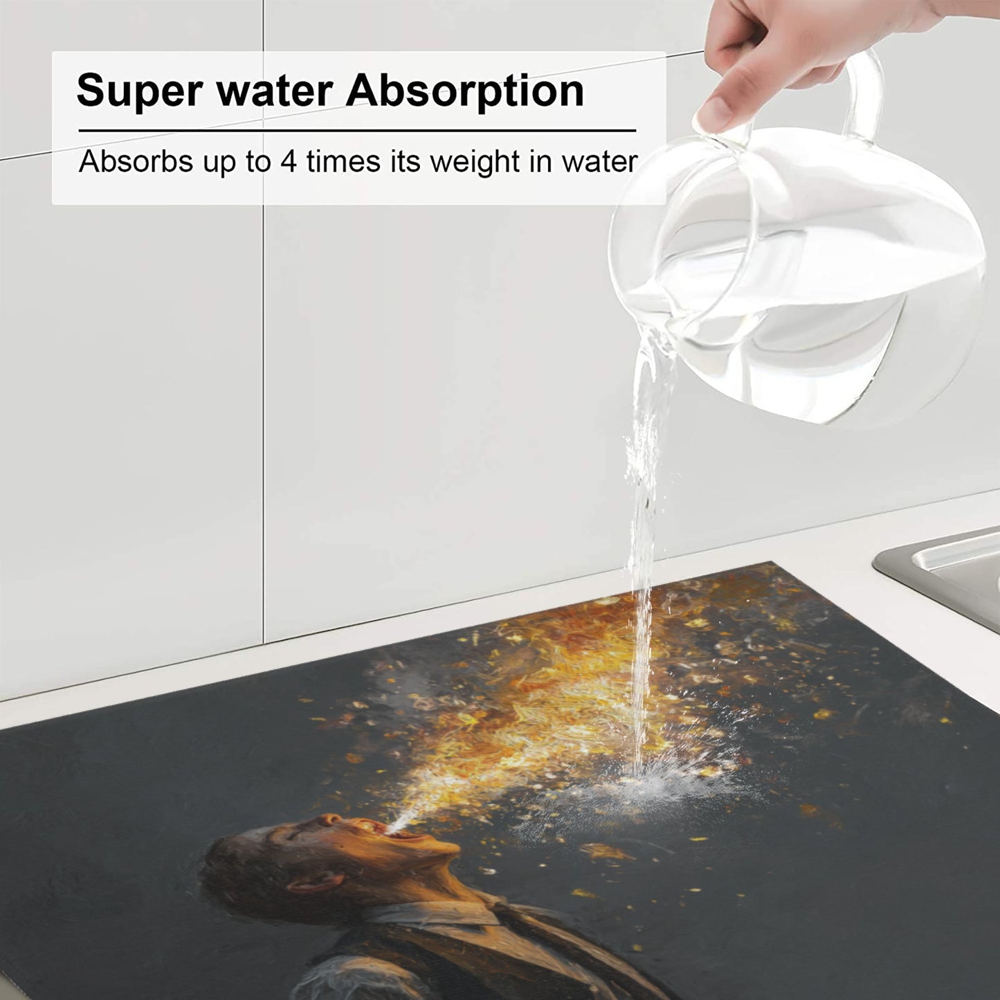 2-pack  Water-Absorbent Kitchen Drying Mat – Anti-Slip Microfiber Dish Mat for Countertops – Fast Drying & Foldable – Artistic Design – 18x16 Inches