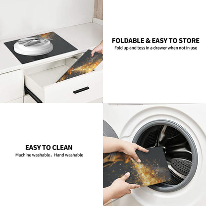 2-pack  Water-Absorbent Kitchen Drying Mat – Anti-Slip Microfiber Dish Mat for Countertops – Fast Drying & Foldable – Artistic Design – 18x16 Inches