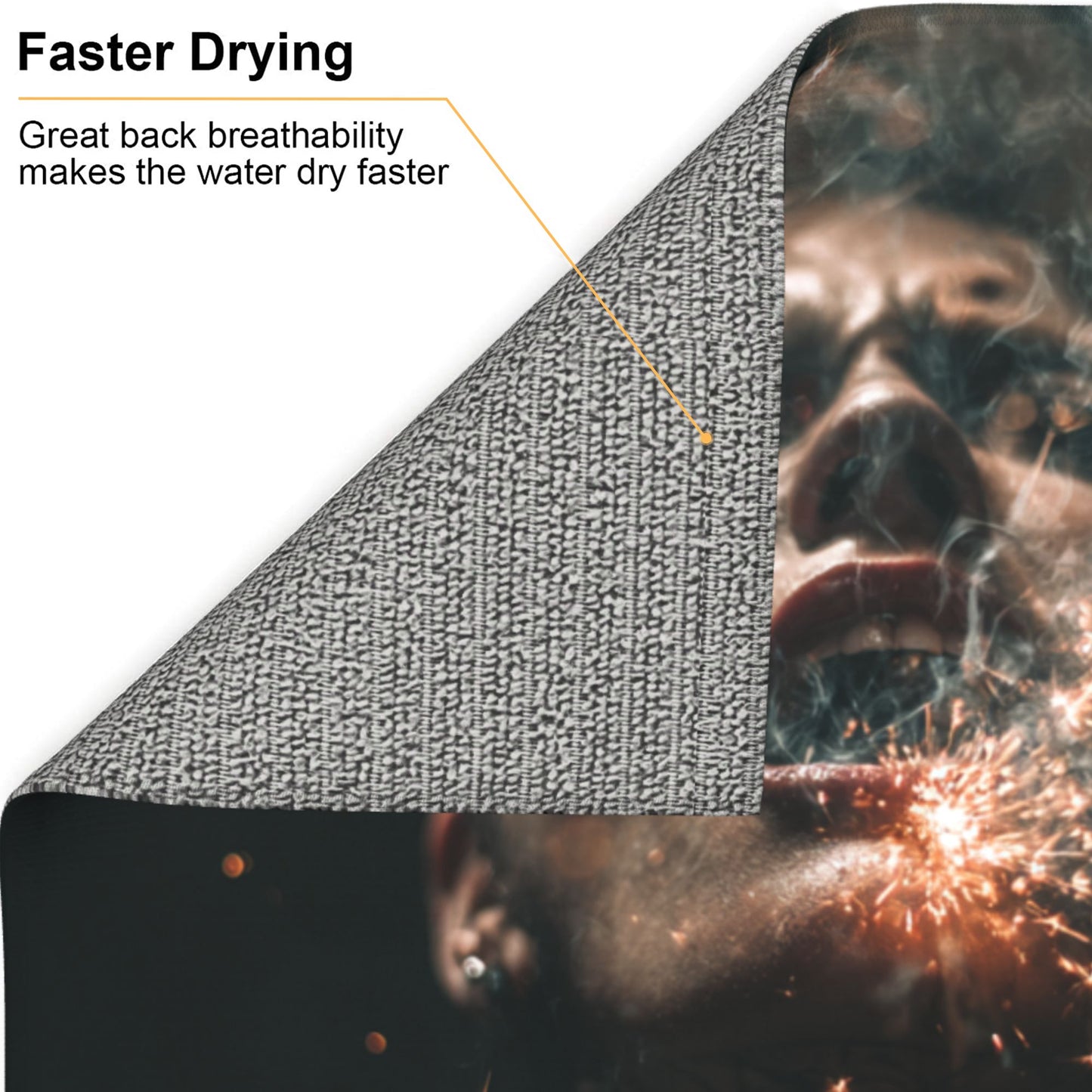 2-Pack Kitchen Counter Dish Drying Mats – Absorbent & Quick-Dry with Anti-Slip Backing – Foldable with Hanging Loop – Artistic Dark Spark Design – 18 x 16 in