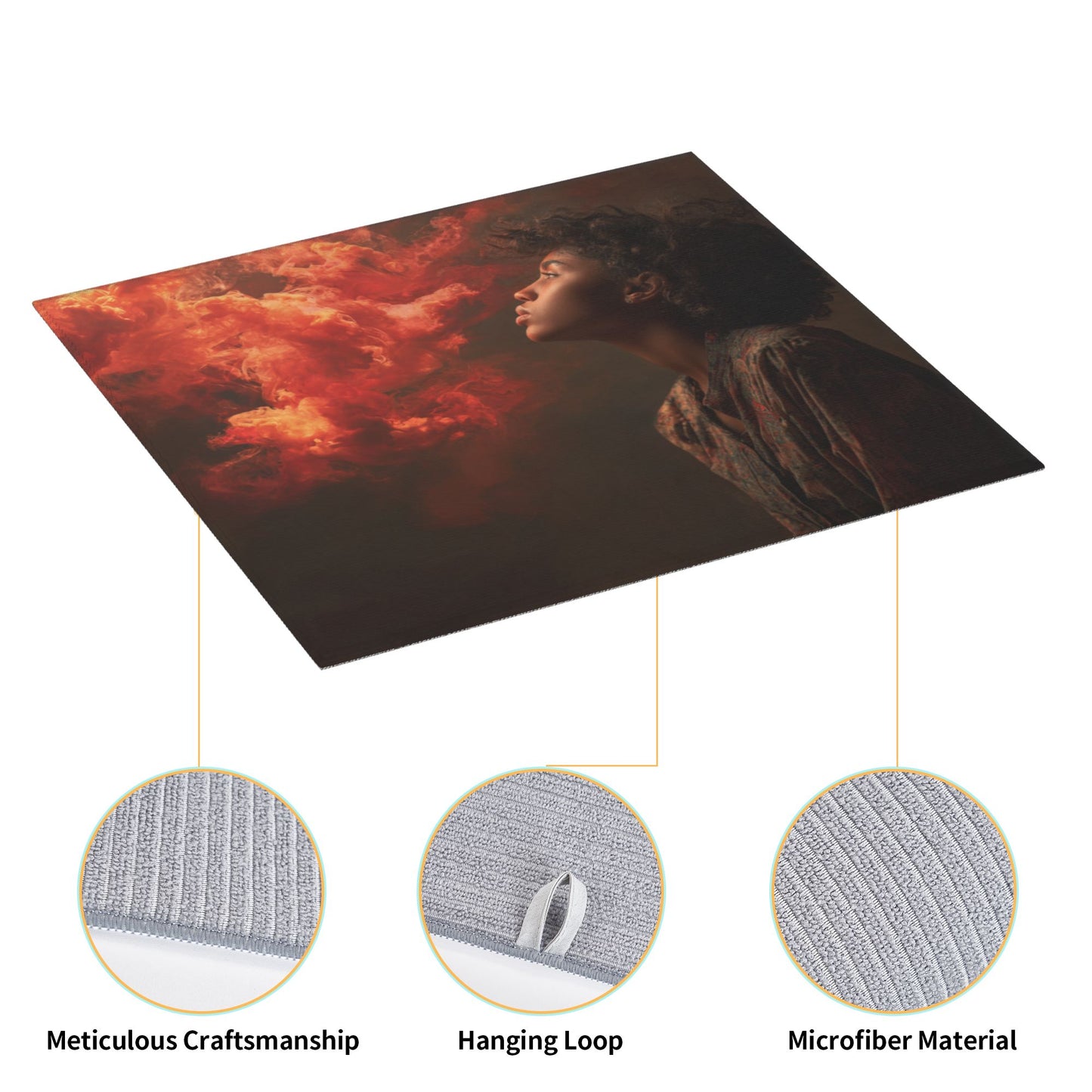 2-Piece Kitchen Counter Drying Mats – High Absorbency & Fast Dry – Non-Slip Base – Foldable with Hanging Loop – Artistic Red Smoke Design – 18 x 16 Inches