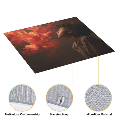 2-Piece Kitchen Counter Drying Mats – High Absorbency & Fast Dry – Non-Slip Base – Foldable with Hanging Loop – Artistic Red Smoke Design – 18 x 16 Inches