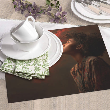 2-Piece Kitchen Counter Drying Mats – High Absorbency & Fast Dry – Non-Slip Base – Foldable with Hanging Loop – Artistic Red Smoke Design – 18 x 16 Inches