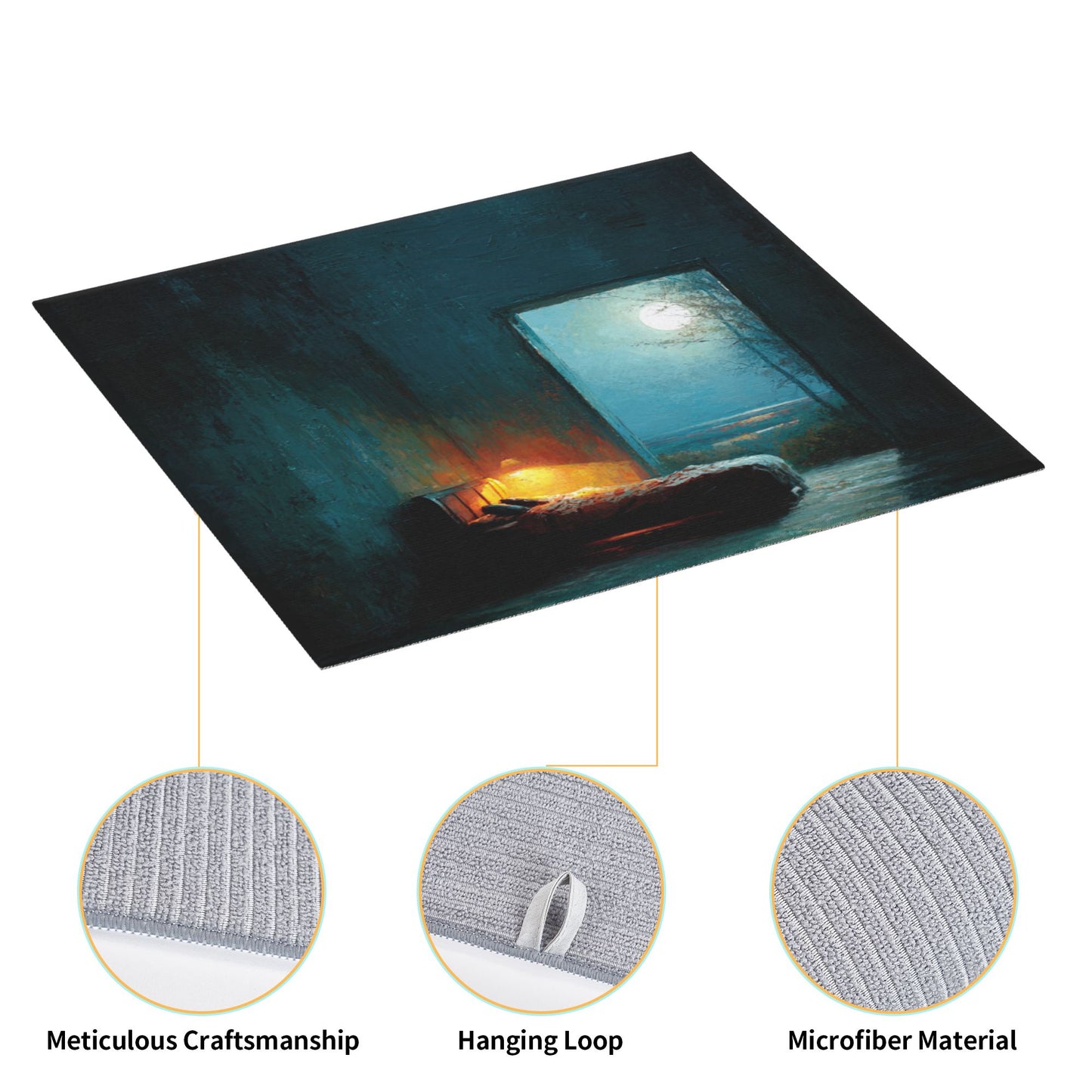 2-Pack Absorbent Kitchen Drying Mats – Artistic Moonlight Bedroom Design – Non-Slip, Fast-Dry, Foldable – Machine Washable – 18 x 16 Inches