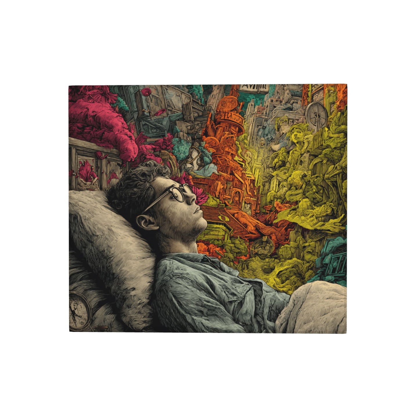 2-Pack Absorbent Dish Drying Mats – Non-Slip Fast-Dry Kitchen Counter Mats – Foldable & Machine Washable – Dream-Inspired Surreal Art Print – 18 x 16 Inches