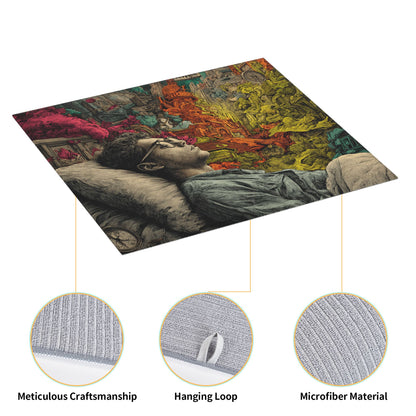 2-Pack Absorbent Dish Drying Mats – Non-Slip Fast-Dry Kitchen Counter Mats – Foldable & Machine Washable – Dream-Inspired Surreal Art Print – 18 x 16 Inches