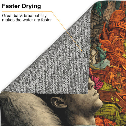 2-Pack Absorbent Dish Drying Mats – Non-Slip Fast-Dry Kitchen Counter Mats – Foldable & Machine Washable – Dream-Inspired Surreal Art Print – 18 x 16 Inches