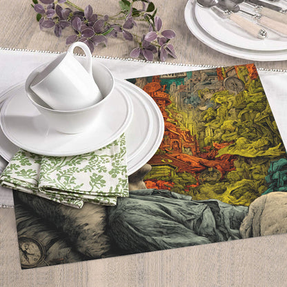 2-Pack Absorbent Dish Drying Mats – Non-Slip Fast-Dry Kitchen Counter Mats – Foldable & Machine Washable – Dream-Inspired Surreal Art Print – 18 x 16 Inches