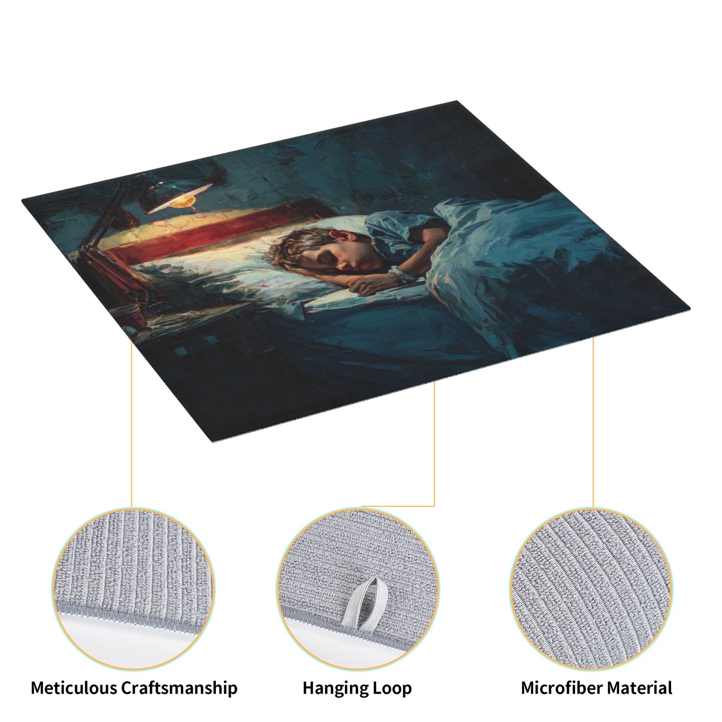 2-Pack Absorbent Kitchen Counter Mats – Calm Sleeping Child Oil Painting Design – Fast-Drying, Non-Slip, Foldable, Machine Washable – 18 x 16 Inches
