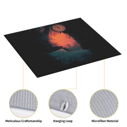 2-Pack Absorbent Kitchen Counter Mats – Vintage Clock & Burning Window Bedroom Art – Fast-Dry, Foldable, Non-Slip, Washable – 18 x 16 Inches