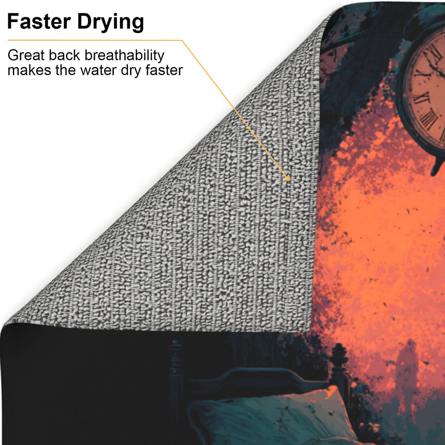 2-Pack Absorbent Kitchen Counter Mats – Vintage Clock & Burning Window Bedroom Art – Fast-Dry, Foldable, Non-Slip, Washable – 18 x 16 Inches