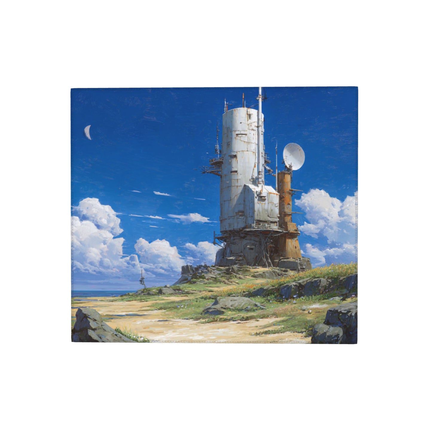 2-Pack Absorbent Kitchen Counter Mats – Sci-Fi Coastal Signal Tower Print – Fast-Drying, Foldable, Machine Washable – 18 x 16 Inches