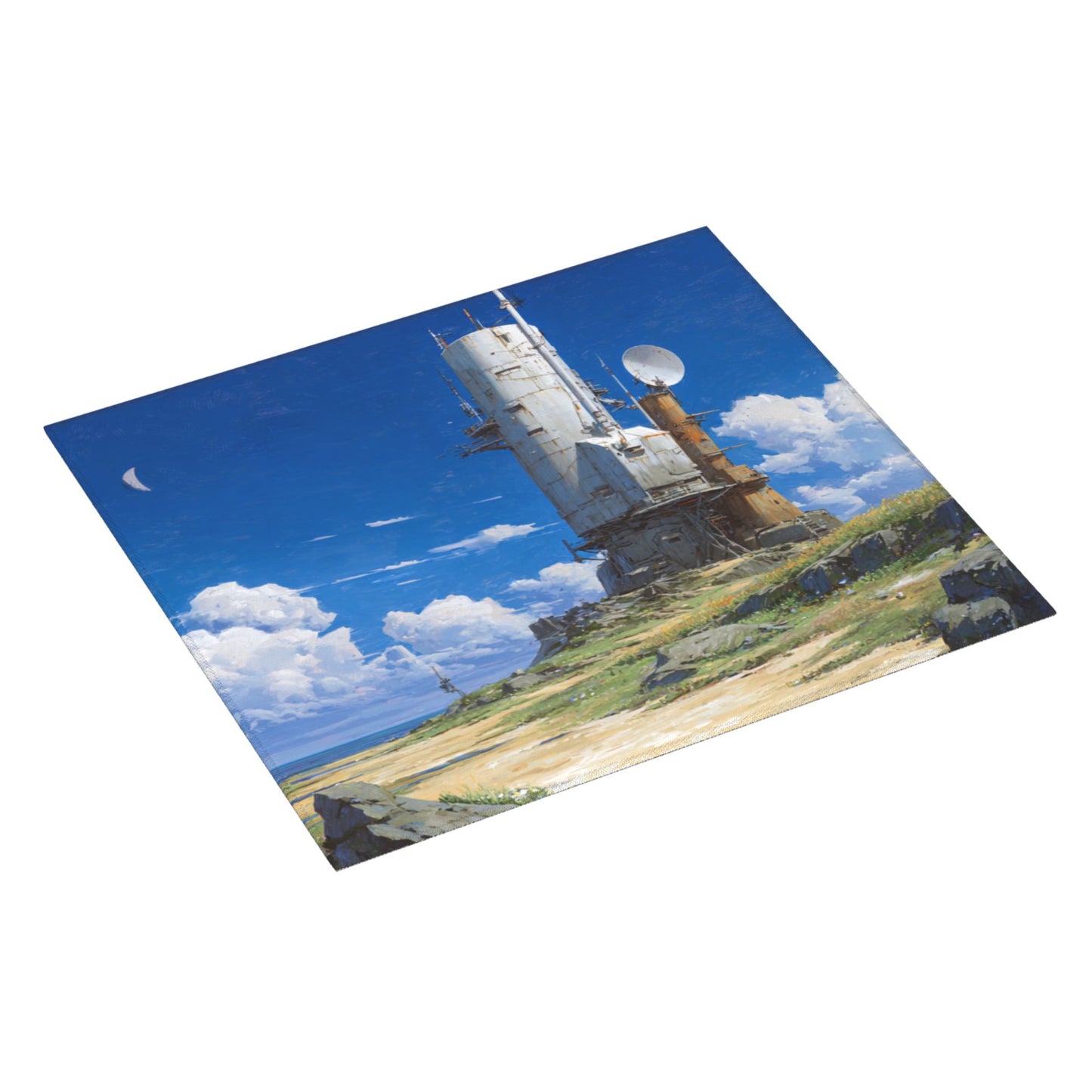 2-Pack Absorbent Kitchen Counter Mats – Sci-Fi Coastal Signal Tower Print – Fast-Drying, Foldable, Machine Washable – 18 x 16 Inches
