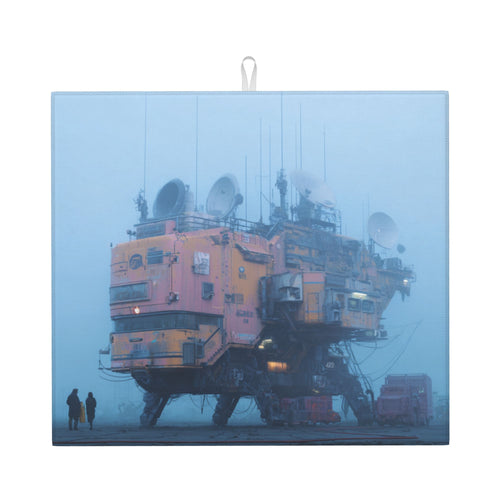 2-Pack Absorbent Kitchen Counter Mats – Cyberpunk Foggy Machine Structure Artwork – Quick-Dry, Anti-Slip, Foldable, Washable – 18 x 16 Inches