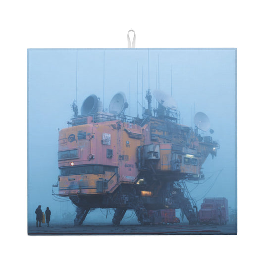 2-Pack Absorbent Kitchen Counter Mats – Cyberpunk Foggy Machine Structure Artwork – Quick-Dry, Anti-Slip, Foldable, Washable – 18 x 16 Inches