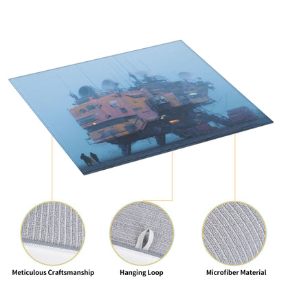 2-Pack Absorbent Kitchen Counter Mats – Cyberpunk Foggy Machine Structure Artwork – Quick-Dry, Anti-Slip, Foldable, Washable – 18 x 16 Inches