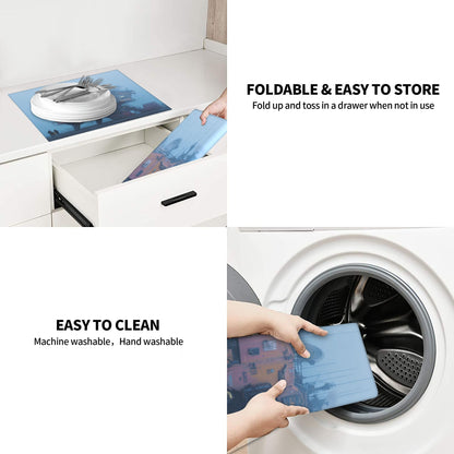 2-Pack Absorbent Kitchen Counter Mats – Cyberpunk Foggy Machine Structure Artwork – Quick-Dry, Anti-Slip, Foldable, Washable – 18 x 16 Inches