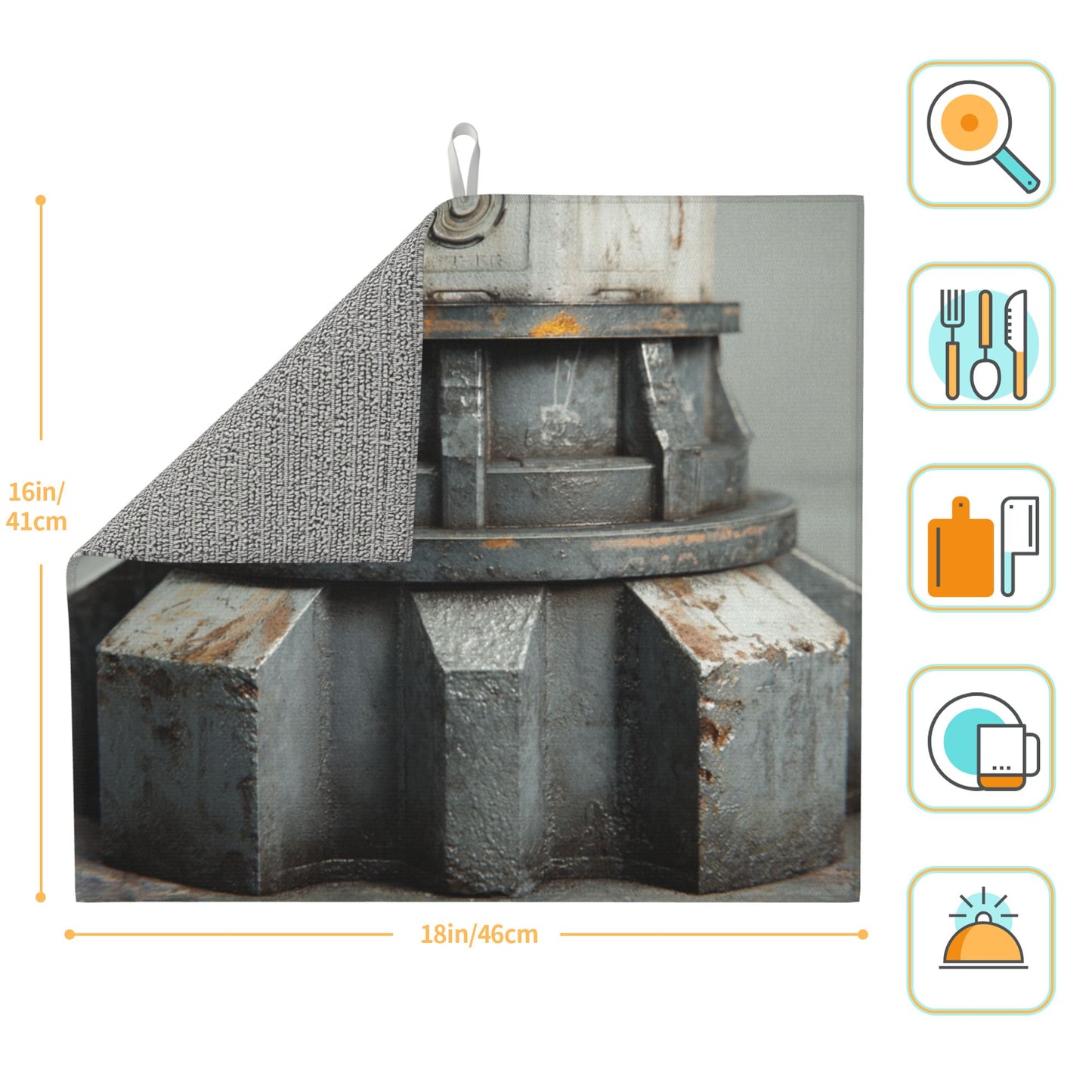 2-Pack Absorbent Kitchen Counter Mats – Rustic Metal Gear Design – Fast-Drying, Non-Slip, Machine Washable – 18 x 16 Inches