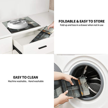 2-Pack Absorbent Kitchen Counter Mats – Rustic Metal Gear Design – Fast-Drying, Non-Slip, Machine Washable – 18 x 16 Inches