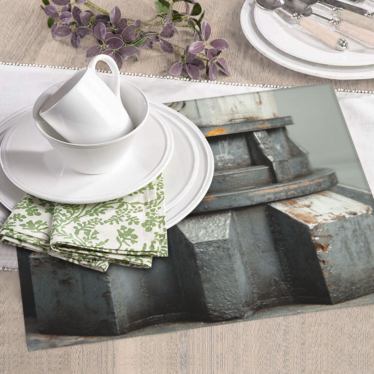 2-Pack Absorbent Kitchen Counter Mats – Rustic Metal Gear Design – Fast-Drying, Non-Slip, Machine Washable – 18 x 16 Inches