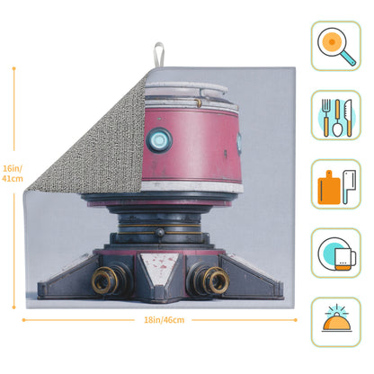 2-Pack Absorbent Kitchen Counter Mats – Sci-Fi Robot Device Theme – Quick Dry, Non-Slip, Machine Washable – 18 x 16 Inches