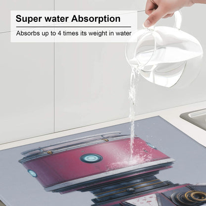 2-Pack Absorbent Kitchen Counter Mats – Sci-Fi Robot Device Theme – Quick Dry, Non-Slip, Machine Washable – 18 x 16 Inches