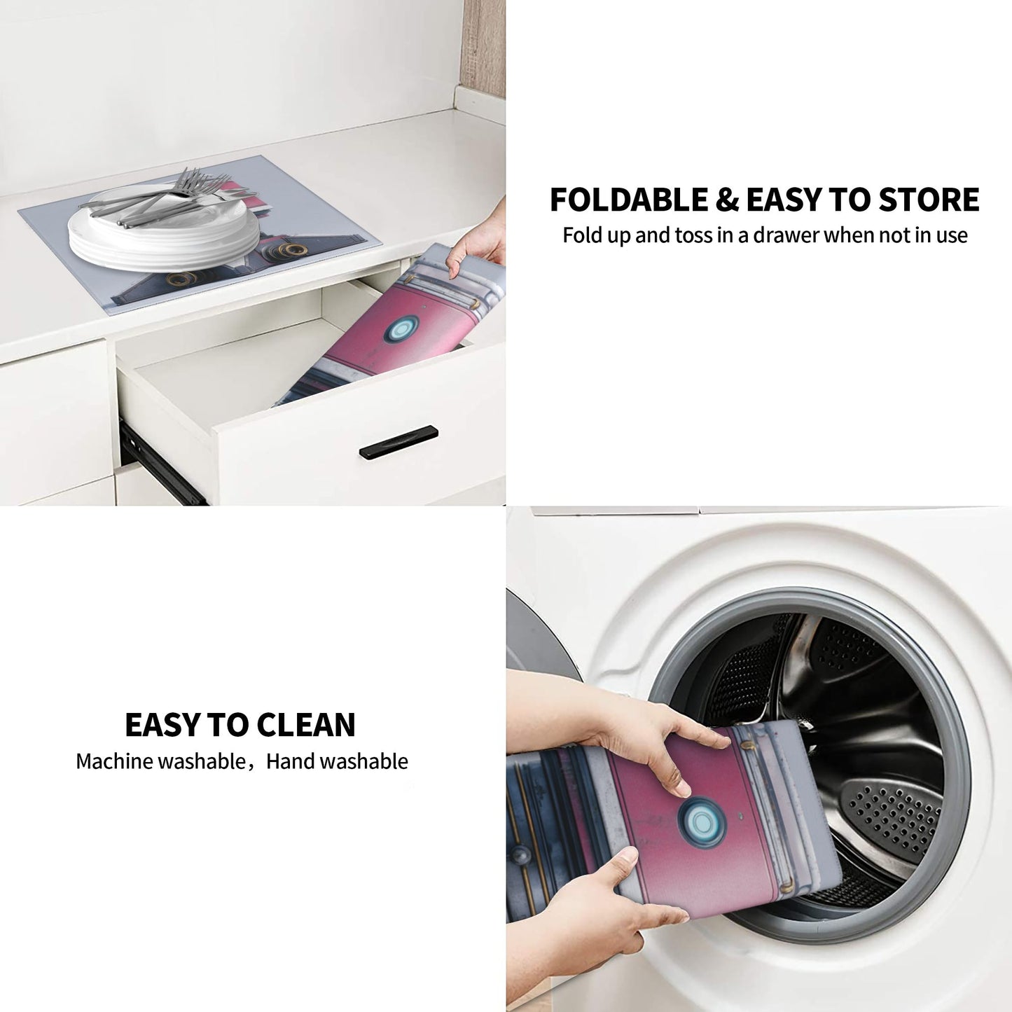 2-Pack Absorbent Kitchen Counter Mats – Sci-Fi Robot Device Theme – Quick Dry, Non-Slip, Machine Washable – 18 x 16 Inches