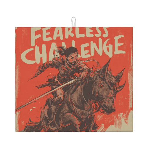 2-Pack Absorbent Kitchen Counter Mats – Comic-Inspired Warrior Illustration – Quick Dry, Non-Slip, Washable – 18 x 16 Inches