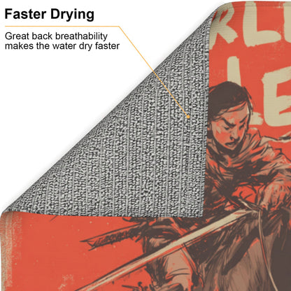 2-Pack Absorbent Kitchen Counter Mats – Comic-Inspired Warrior Illustration – Quick Dry, Non-Slip, Washable – 18 x 16 Inches