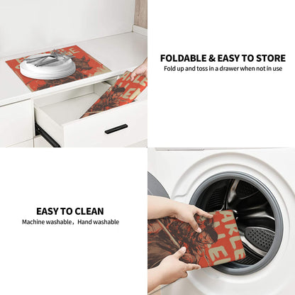 2-Pack Absorbent Kitchen Counter Mats – Comic-Inspired Warrior Illustration – Quick Dry, Non-Slip, Washable – 18 x 16 Inches