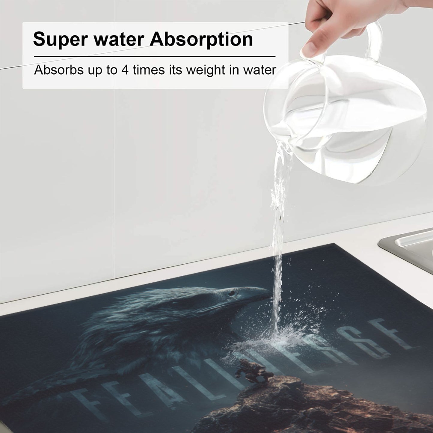 2-Pack Absorbent Kitchen Counter Mats – Bold Eagle & Warrior Poster Art – Quick Drying, Anti-Slip, Machine Washable – 18 x 16 Inches