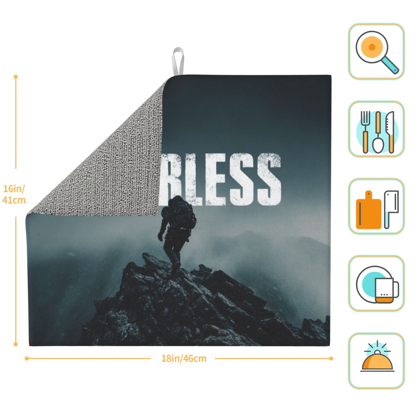 2-Pack Absorbent Kitchen Drying Mats – Mountain Explorer with   Typography – Quick-Dry, Non-Slip, Washable – 18 x 16 Inches Each