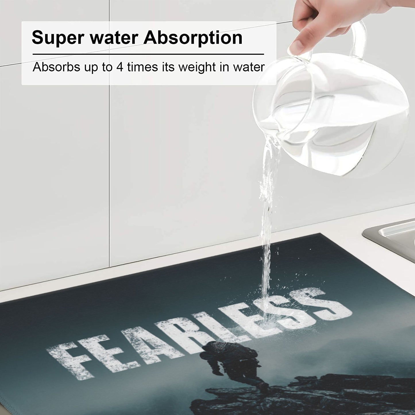 2-Pack Absorbent Kitchen Drying Mats – Mountain Explorer with   Typography – Quick-Dry, Non-Slip, Washable – 18 x 16 Inches Each