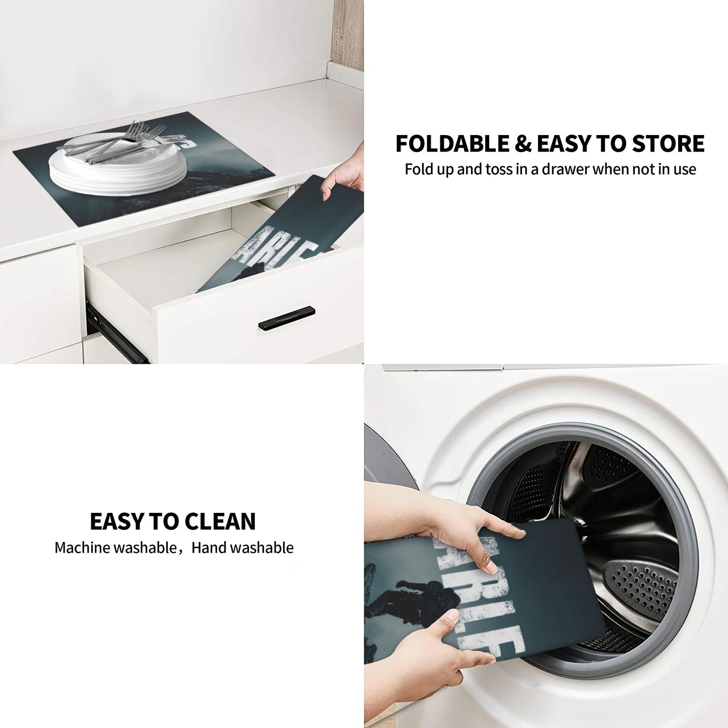 2-Pack Absorbent Kitchen Drying Mats – Mountain Explorer with   Typography – Quick-Dry, Non-Slip, Washable – 18 x 16 Inches Each