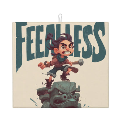 2-Pack Absorbent Kitchen Drying Mats –  Cartoon Adventure Warrior Design – Non-Slip, Quick Dry – 18x16 in – Hanging Loop Included