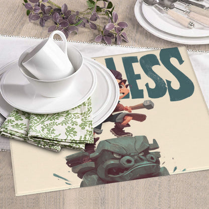 2-Pack Absorbent Kitchen Drying Mats –  Cartoon Adventure Warrior Design – Non-Slip, Quick Dry – 18x16 in – Hanging Loop Included