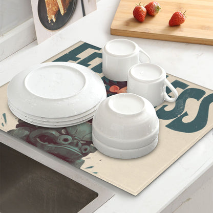 2-Pack Absorbent Kitchen Drying Mats –  Cartoon Adventure Warrior Design – Non-Slip, Quick Dry – 18x16 in – Hanging Loop Included