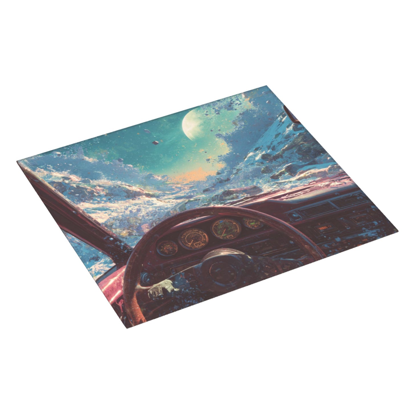 2-Pack Absorbent Kitchen Drying Mats – Sci-Fi Cosmic Car Window Illustration – Non-Slip Backing, Hanging Loop – 18x16 inches – Fast Dry