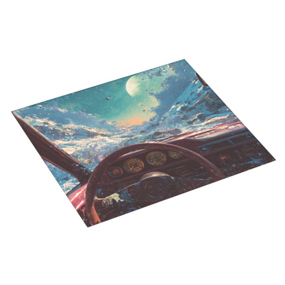 2-Pack Absorbent Kitchen Drying Mats – Sci-Fi Cosmic Car Window Illustration – Non-Slip Backing, Hanging Loop – 18x16 inches – Fast Dry