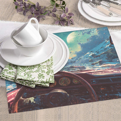 2-Pack Absorbent Kitchen Drying Mats – Sci-Fi Cosmic Car Window Illustration – Non-Slip Backing, Hanging Loop – 18x16 inches – Fast Dry