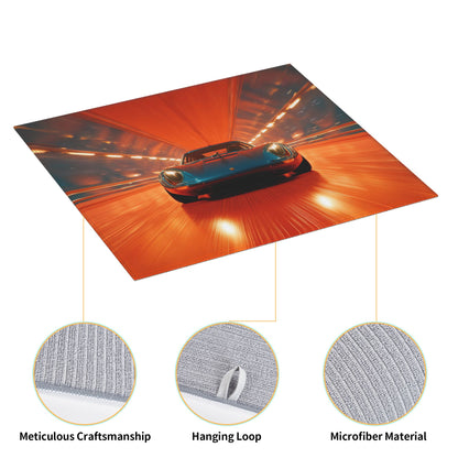 2-Pack Absorbent Kitchen Counter Drying Mats – Racing Car in Tunnel Design – Fast-Dry with Hanging Loop – 18x16 in – Non-Slip Backing