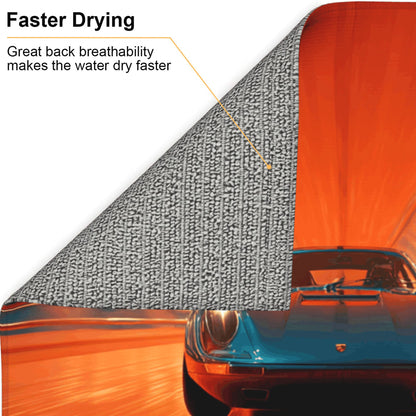 2-Pack Absorbent Kitchen Counter Drying Mats – Racing Car in Tunnel Design – Fast-Dry with Hanging Loop – 18x16 in – Non-Slip Backing