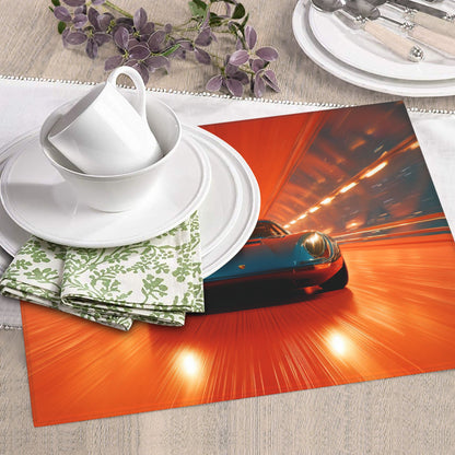 2-Pack Absorbent Kitchen Counter Drying Mats – Racing Car in Tunnel Design – Fast-Dry with Hanging Loop – 18x16 in – Non-Slip Backing