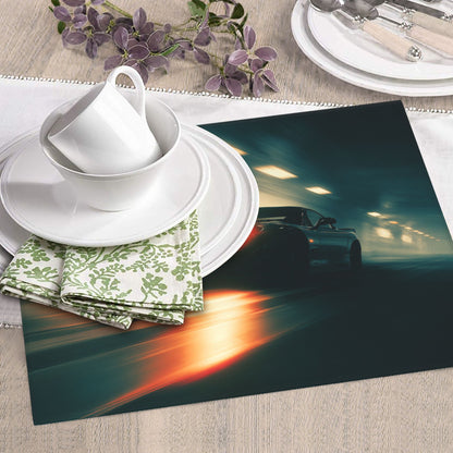 2-Pack Absorbent Kitchen Drying Mats – Black Sports Car in Night Tunnel – Super Absorbent, Quick Dry, Non-Slip, Hanging Loop – 18×16 in