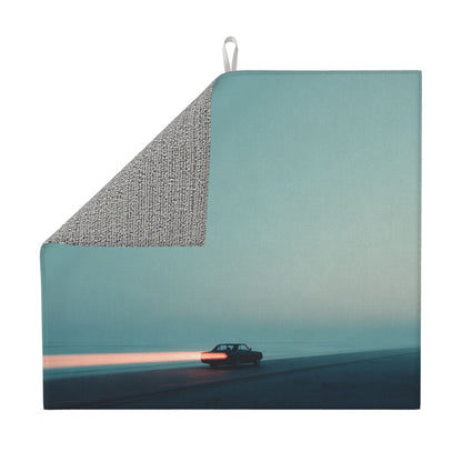 2-Pack Absorbent Kitchen Drying Mats – Minimalist Blue Horizon Driving Theme – Super Absorbent, Non-Slip, Quick Dry – 18×16 in