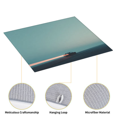2-Pack Absorbent Kitchen Drying Mats – Minimalist Blue Horizon Driving Theme – Super Absorbent, Non-Slip, Quick Dry – 18×16 in