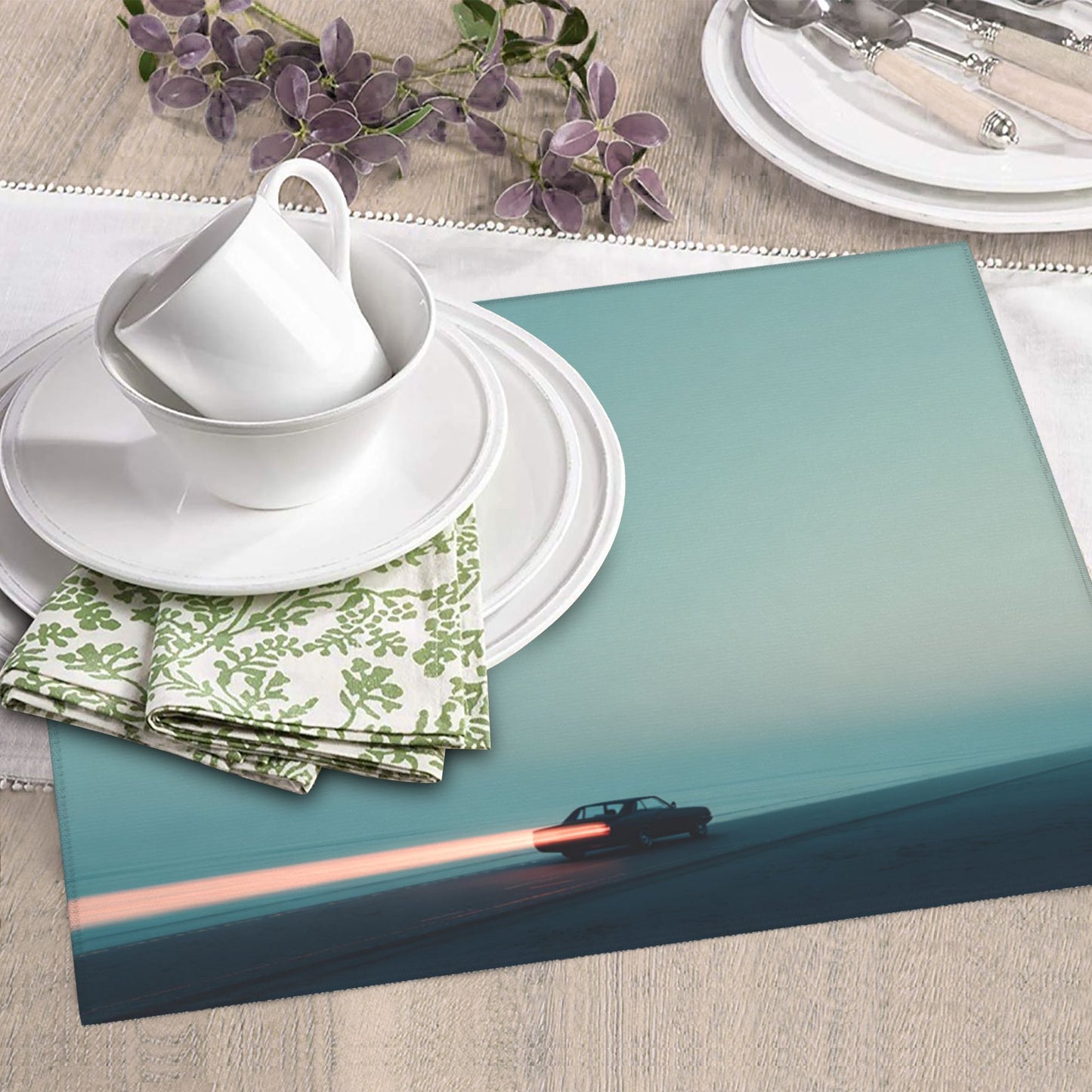 2-Pack Absorbent Kitchen Drying Mats – Minimalist Blue Horizon Driving Theme – Super Absorbent, Non-Slip, Quick Dry – 18×16 in