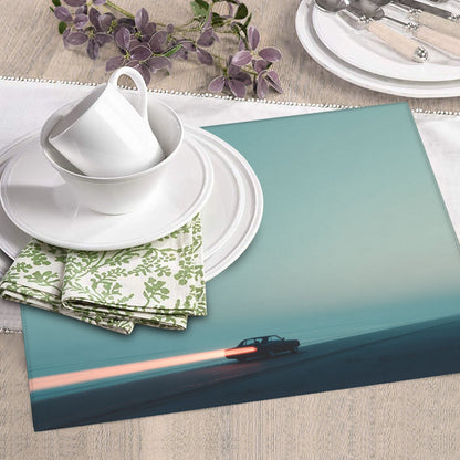 2-Pack Absorbent Kitchen Drying Mats – Minimalist Blue Horizon Driving Theme – Super Absorbent, Non-Slip, Quick Dry – 18×16 in