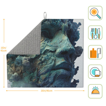 2-Pack Kitchen Counter Drying Mats – Abstract Rock Face Design – Quick Dry, Super Absorbent, Non-Slip – 18×16 inch