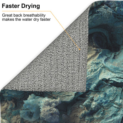 2-Pack Kitchen Counter Drying Mats – Abstract Rock Face Design – Quick Dry, Super Absorbent, Non-Slip – 18×16 inch